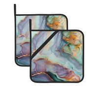 Colourful Marble Printed Pot Holders 2 Pcs Heat-Resistant Potholders Oven Hot Pads That Protect Your Hands and Countertops