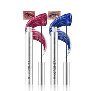 Colourful Mascara Set, 2 Colours, Waterproof Mascara, Burgundy & Blue, Long-Lasting Mascara, Durable Volumising Curling Extension Mascara, Makeup for Christmas, Halloween, Parties, Weddings