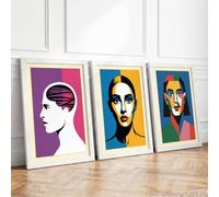 Colourful Minds Modern Set of 3 Framed Wall Art Prints A1 (84.1×59.4cm)