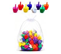 Colourful Mini Middle Fingers 50 Pack, 3D Printed Tiny Hand Ornaments | Novelty Flip The Bird Gag Prop for Office Desk Prank, Fun Adult Stocking Stuffer for Holiday Party And Gift Exchange