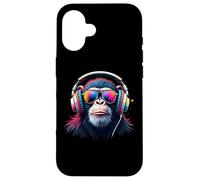 Colourful Monkey With Headphones & Glasses Musical Monkey Case for iPhone 16