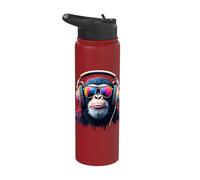 Colourful Monkey with Headphones & Glasses Musical Monkey Stainless Steel Insulated Water Bottle