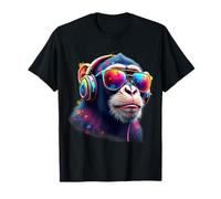 Colourful Monkey With Headphones & Glasses Musical Monkey T-Shirt