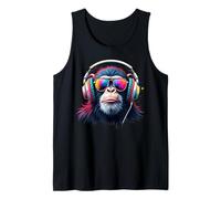 Colourful Monkey With Headphones & Glasses Musical Monkey Tank Top