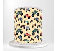 Colourful Monster Trucks Off Road Vehicles Sports Wrap Around Print A4 Edible Paper Icing Sheet Cake Topper Side Ribbon Border Decor for Personalised Themed Decorations