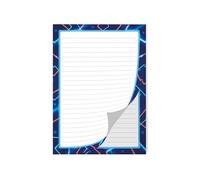 Colourful Motif Writing Paper School Notepad Lined for Children School Laser Tag Beam Neon Dark (1 Pad A4 with 25 Sheets)