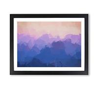 Colourful Mountains In Abstract Modern Art Framed Print | A2 Black Framed Wall Art | Ready to Hang | Abstract Landscape Picture | Living Room Bedroom Lounge Office