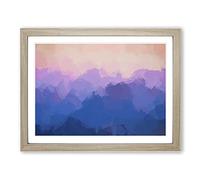 Colourful Mountains In Abstract Modern Art Framed Print | A4 Oak Framed Wall Art | Ready to Hang | Abstract Landscape Picture | Living Room Bedroom Lounge Office