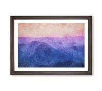Colourful Mountains Painting Framed Print | A2 Walnut Framed Wall Art | Ready to Hang | Modern Landscape Picture | Living Room Bedroom Lounge Office