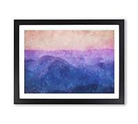 Colourful Mountains Painting Modern Art Framed Print | A3 Black Framed Wall Art | Ready to Hang | Modern Landscape Picture | Living Room Bedroom Lounge Office