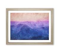 Colourful Mountains Painting Modern Art Framed Print | A4 Oak Framed Wall Art | Ready to Hang | Modern Landscape Picture | Living Room Bedroom Lounge Office