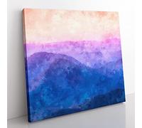 Colourful Mountains Painting Modern Canvas Wall Art Print Ready to Hang, Framed Picture for Living Room Bedroom Home Office Décor, 50x50 cm (20x20 Inch)