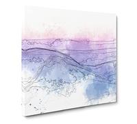Colourful Mountains Sketch Canvas Print | Gallery Wrapped 30mm Frame Wall Art | 20x20 inches | Ready to Hang | Modern Landscape Picture | Living Room Bedroom Lounge Office