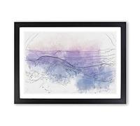 Colourful Mountains Sketch Framed Print | A2 Black Framed Wall Art | Ready to Hang | Modern Landscape Picture | Living Room Bedroom Lounge Office