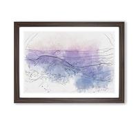 Colourful Mountains Sketch Framed Print | A2 Walnut Framed Wall Art | Ready to Hang | Modern Landscape Picture | Living Room Bedroom Lounge Office