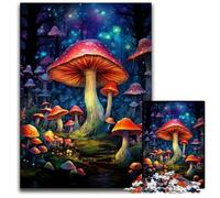 Colourful Mushroom Art Jigsaw Puzzles for Adults 1000 Piece Challenging Puzzles Brain-Challenging DIY Decorative Game, Family Interactive Toy 50x75CM/19.68x29.52inch