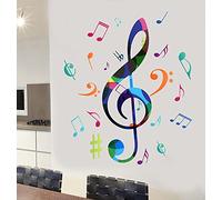 Colourful Music Note Design Full Colour Mural Wall Sticker - Living Bedroom Kitchen Decal Transfer - Extra Large - 95cm x 72cm - Select Size Below