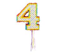 COLOURFUL NUMBER 4 PINATA CHILDREN'S BIRTHDAY PARTY GAME - 39CM