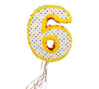 COLOURFUL NUMBER 6 PINATA CHILDREN'S BIRTHDAY PARTY GAME - 39CM