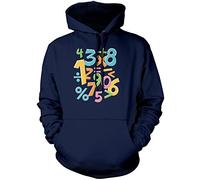 Colourful Number Day Maths Symbols - Kids Unisex Hoodie - Number Day 2025 School Maths Day Numeracy Day Mathematics Lover Teacher Student Class 12-13 Years Navy
