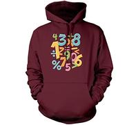 Colourful Number Day Maths Symbols - Unisex Hoodie - Number Day 2025 School Maths Day Numeracy Day Mathematics Lover Teacher Student Class 3XL Maroon