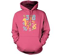 Colourful Number Day Maths Symbols - Unisex Hoodie - Number Day 2025 School Maths Day Numeracy Day Mathematics Lover Teacher Student Class 12-13 Years Pink