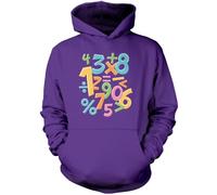 Colourful Number Day Maths Symbols - Unisex Hoodie - Number Day 2026 School Maths Day Numeracy Day Mathematics Lover Teacher Student Class S Purple