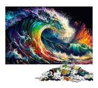 Colourful Ocean Waves Jigsaws 1000 Pieces for Adults cardboard Jigsaw Puzzles Ideal for Teenagers & Collectors, Travel Gift, Family Activity 26X38CM/10.23x14.96inch