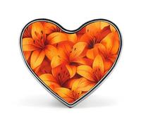 Colourful Orange Tiger Lily Floral Custom Brooch Pin Heart Lapel Pins Tie Suit Dress Accessories for Men Women Wedding Birthday