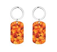Colourful Orange Tiger Lily Floral Custom Keychains for Men Women Funny Key Chain Accessory Backpack Purse Bag Charms Gifts