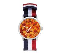 Colourful Orange Tiger Lily Floral Custom Quartz Watches Arabic Numerals Wrist Watch with Adjustable Strap for Men Women