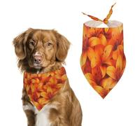 Colourful Orange Tiger Lily Floral Cute Dog Bandanna Scarf Printed Adjustable Triangle Pet Kerchief for Dogs And Cats