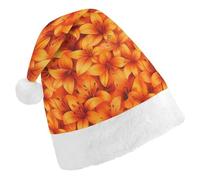 Colourful Orange Tiger Lily Floral Funny Christmas Hat Unisex Santa Hats Holiday Xmas Cap Classic for New Year Party Decor