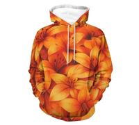 Colourful Orange Tiger Lily Floral Men's Sweatshirt Lightweight Pullover Hoodie with Pocket Casual Sweatshirts for Women