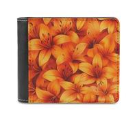 Colourful Orange Tiger Lily Floral Men's Wallet Bifold RFID Blocking Wallet Slim Billfold Pocket with Card Holders for Women