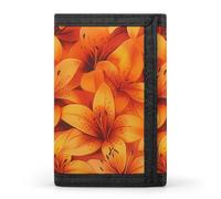 Colourful Orange Tiger Lily Floral Printed Trifold Wallets Front Pocket Wallet With ID Window Gifts for Men And Women