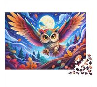 Colourful Owl in Autumn Forest 1000 Piece Jigsaw Puzzle for Adults | 70x50cm Vibrant owl artwork and autumn scenery create a captivating screen-free activity for solo or shared puzzle time