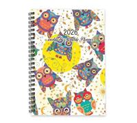 Colourful Owls 2026 Diary A5 To Do List Notebook 2026 Daily Journal Mums Diary Journal Planner for Holiday Week To View Monthly Year Planner with Dotted Line Note Page Slim