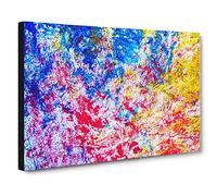 Colourful Paint Splash Abstract No.5 Modern Canvas Wall Art Print Ready to Hang, Framed Picture for Living Room Bedroom Home Office Décor, 24x16 Inch (60x40 cm)