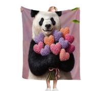 Colourful Panda Pattern Super King Blanket 90x106 Inches, Soft Lightweight Flannel Blanket for Boys and Girls, Thermal Cozy Microfiber Bed Blanket for Bedroom, Living Room ab498