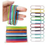Colourful Paper Clips, Large, Pack of 30 Bright Vinyl Coated Jumbo Paper Clips for Papers, School, Office Supplies, 10 cm