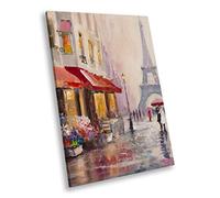 Colourful Paris Street Retro Portrait Scenic Canvas Wall Art Large Picture Print