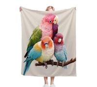 Colourful Parrot Girl Pattern Super King Blanket 90x106 Inches, Soft Lightweight Flannel Blanket for Boys and Girls, Thermal Cozy Microfiber Bed Blanket for Bedroom, Living Room ab222