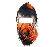 Colourful Patchwork Balaclava with Holes - Unisex Warm Neck Gaiter, Hip-Hop Funny Hood, Stylish and Unique Beanie Hat (UK, Alpha, One Size, Black-Orange)