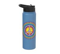 Colourful Peace Sign Distressed Hippie Colour 60s Stainless Steel Insulated Water Bottle