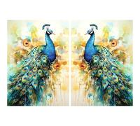 Colourful Peacock Rice Paper, A3+ 29 x 40.5cm (2 pc) - Left & Right Pair for Decoupage, Posters, Furniture, and Craft Projects by CRAFT KREATIVELY