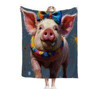 Colourful Pig Pattern King Size Blanket 86x94 Inches, Soft Cozy Flannel Blanket for Adults & Teens, Vibrant Color Fluffy Microfiber Bed Blanket for Holiday & Birthday Gifts ab431