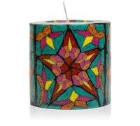 Colourful Pillar Candles with Star Pattern; Patterned Candles, fair Trade Ethical Swazi Candles; Decorative Aesthetic Candles; Table Decor (18cm Pillar Candle)