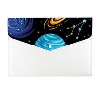 Colourful Planets Plastic Wallets A4, Pocket Folders A4 Wallet, Document Folder, Office Accessories Plastic Document Wallets, Expanding File with Snap Button, Bag for School Office Home Travel