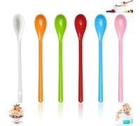 Colourful Plastic Spoons, Reusable Tea Spoons, Dessert Spoon, Plastic Teaspoons, Ideal for Ice Cream, Coffee, Cocktails and More, Set of 6